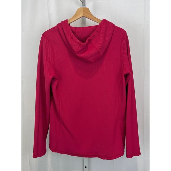 DULUTH TRADING Thermal Waffle Knit Hoodie Pullover Top Pink Size L - Picture 2 of 9